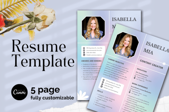 Download Gredient Purple Resume Canva Template - Premium Resources